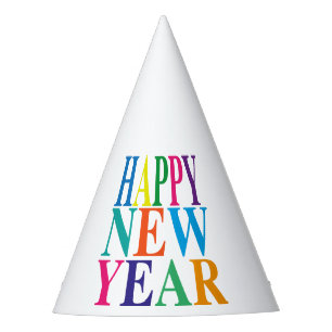 Chapeaux De Fètes Colorful Happy New Year Typographie