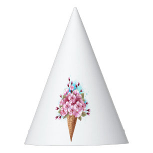 Chapeaux De Fètes Cône rose Sakura crème glacée gaufre