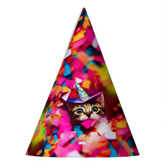 Chapeaux De Fètes Confetti Eater Kitty - Anniversaire Cat Casquettes