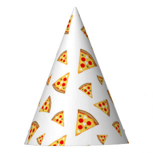 Chapeaux De Fètes Cool et amusante pizza tranches motif sur blanc
