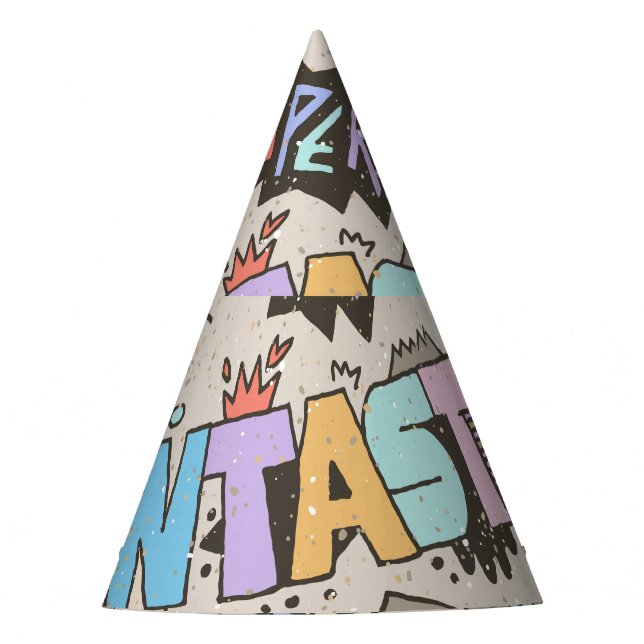 Chapeaux De Fètes Cool Fun Doodle Lettres Vintage (Devant)
