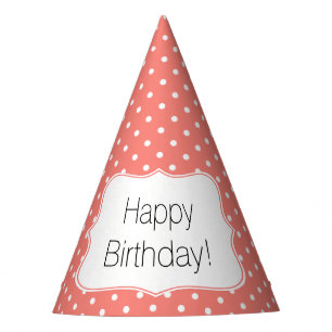 Chapeaux De Fètes Coral rose et blanc Polka Dot Anniversaire
