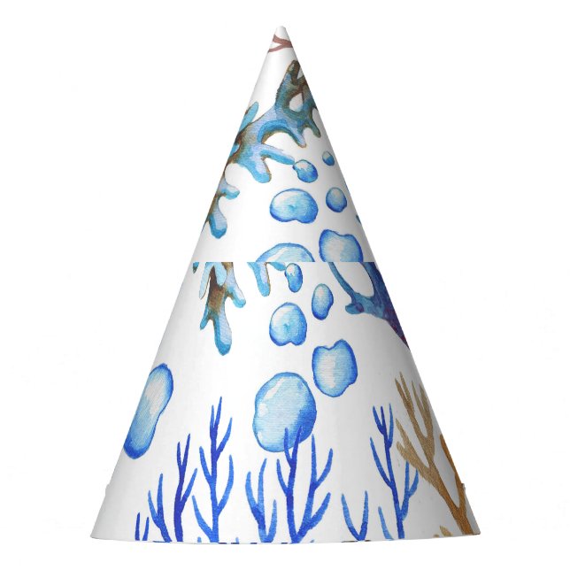 Chapeaux De Fètes Coraux dessinés à la main : motif sous-marin. (Devant)
