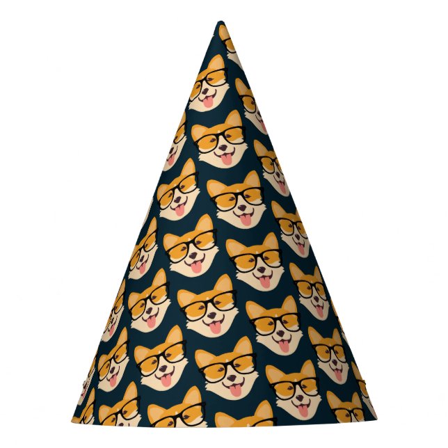 Chapeaux De Fètes Corgi Aux Verres Mélange (Devant)