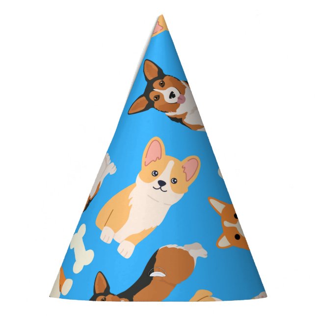 Chapeaux De Fètes Corgi Cute Motif En Bleu (Gauche)