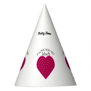 Chapeaux De Fètes Couleur rose multiple Je t'aime striures coeur