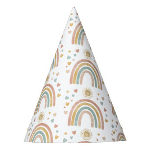 Chapeaux De Fètes Couleurs de terre rétro Aquarelle Arc-en-ciel Moti