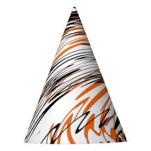Chapeaux De Fètes Couleurs du Bengale Orange et lignes noires