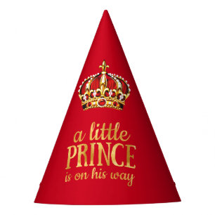 Chapeaux De Fètes Couronne de fête Baby Shower Prince Rouge Or
