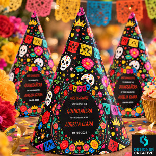 Chapeaux De Fètes Couronne de Fête Florale Mexicaine Noire Quinceañe