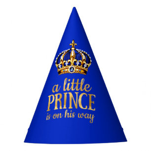 Chapeaux De Fètes Couronne dorée Baby Shower Prince Bleu Royal Fête