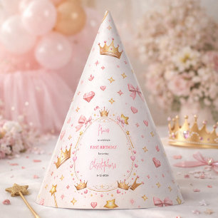 Chapeaux De Fètes Couronne Princesse en Or Rose Conte de Fées 1er An