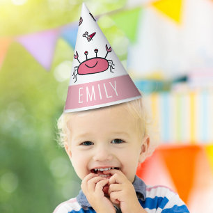 Chapeaux De Fètes Crabe rose Nom animal de la mer Fille Anniversaire