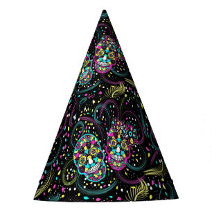 Chapeaux De Fètes Crânes abstraits colorés et effrayants Halloween