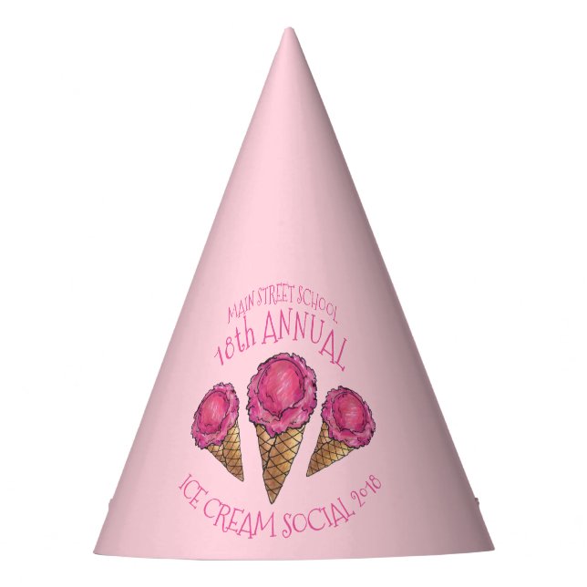 Chapeaux De Fètes Crème de glace de fraise Cone Icecream Social Scoo (Devant)