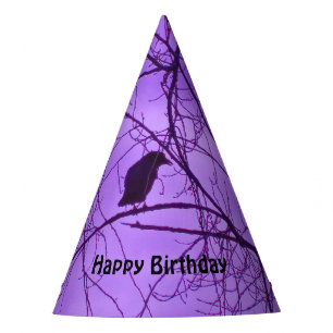 Chapeaux De Fètes Crow d'anniversaire Silhouette Arbre Branches Ciel