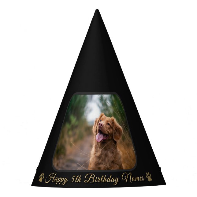 Chapeaux De Fètes Custom Happy Birthday Pet Dog Photo Picture Name (Devant)