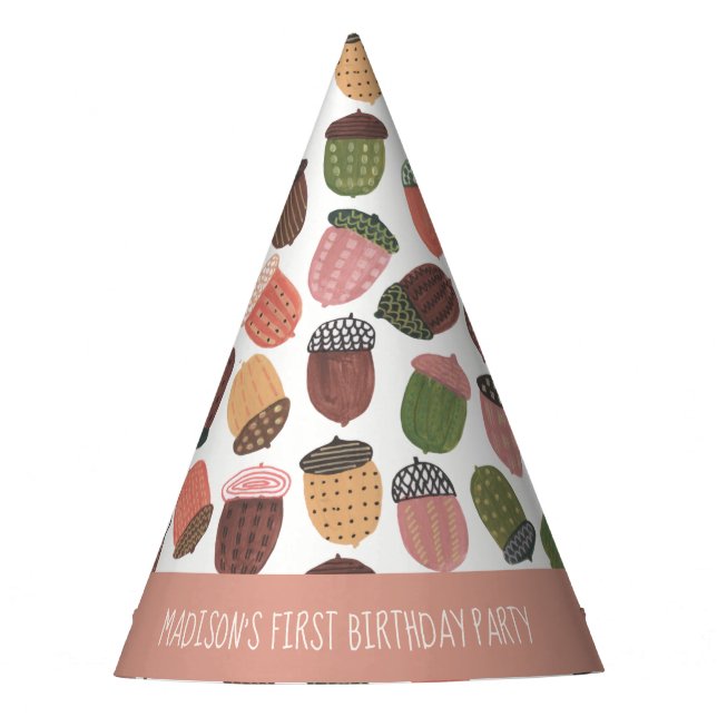 Chapeaux De Fètes Cute Acorn fille premier anniversaire Casquette de (Devant)