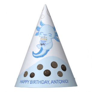 Chapeaux De Fètes Cute Axolotl Blue Boba Tea Boys Anniversaire