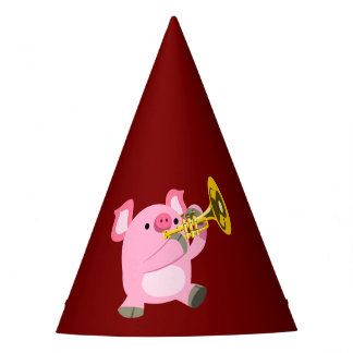 Chapeaux De Fètes Cute Cartoon Pig Playing Trumpet Party Hat
