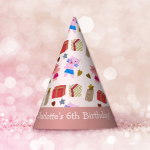 Chapeaux De Fètes Cute Cats et présente Anniversaire de enfant rose
