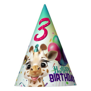 Chapeaux De Fètes Cute Giraffe Colorful Confetti Anniversaire de enf