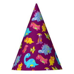Chapeaux De Fètes Cute Girly Colorée Purple Dinosaure Thème Annivers