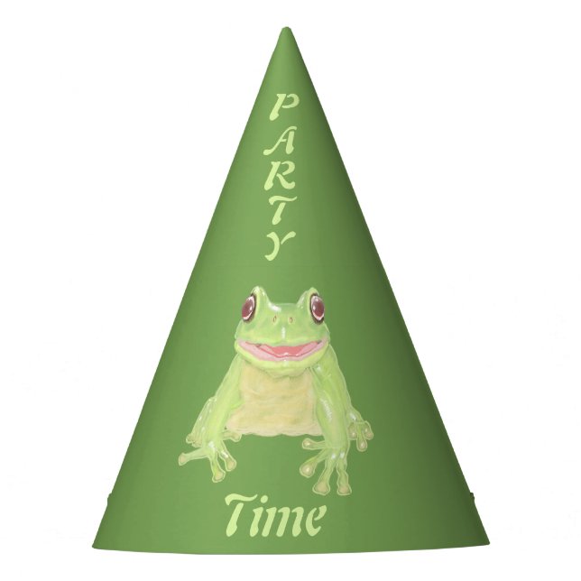 Chapeaux De Fètes Cute Green Tree Frog - Party Time! anniversaire. (Devant)