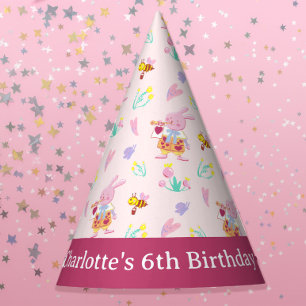 Chapeaux De Fètes Cute lapin rose dans le jardin anniversaire de enf