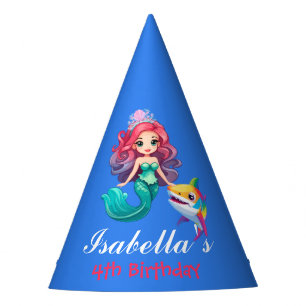 Chapeaux De Fètes Cute mermaid requin poisson arc-en-ciel Anniversai