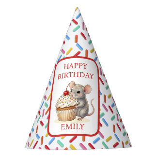 Chapeaux De Fètes Cute Mouse, Cupcakes and Sprinkles Birthday