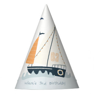 Chapeaux De Fètes Cute Nautical Blue Sailboat Pastel Anniversaire de
