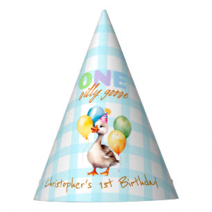 Chapeaux De Fètes Cute One Silly Goose Boy Blue En vichy 1er anniver