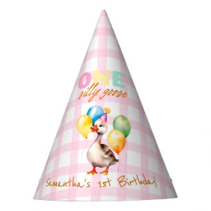 Chapeaux De Fètes Cute One Silly GooseGirl Rose En vichy 1er anniver