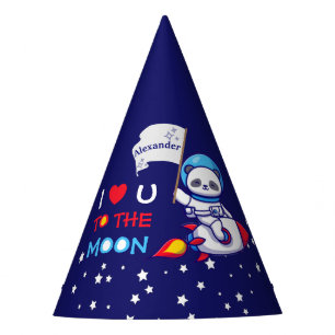 Chapeaux De Fètes Cute Panda Ours Astronaut Sur Rockship Kids