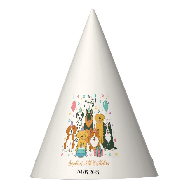 Chapeaux De Fètes Cute Puppy Dogs Boy 5th Birthday Party (Devant)