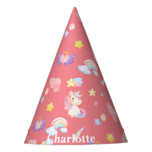 Chapeaux De Fètes Cute rose douce licorne arc-en-ciel Motif