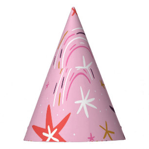 Chapeaux De Fètes Cute Stars Rainbows Motif rose