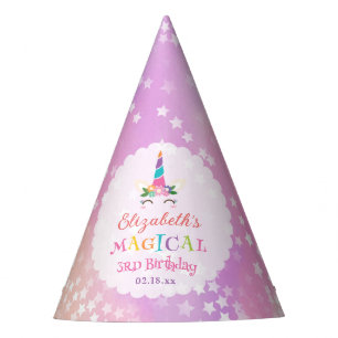 Chapeaux De Fètes Cute Whimsical Rainbow Unicorn Anniversaire magiqu