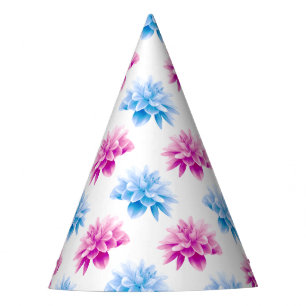 Chapeaux De Fètes Dahlia rose, Dahlia bleu, Motif floral, Fleurs