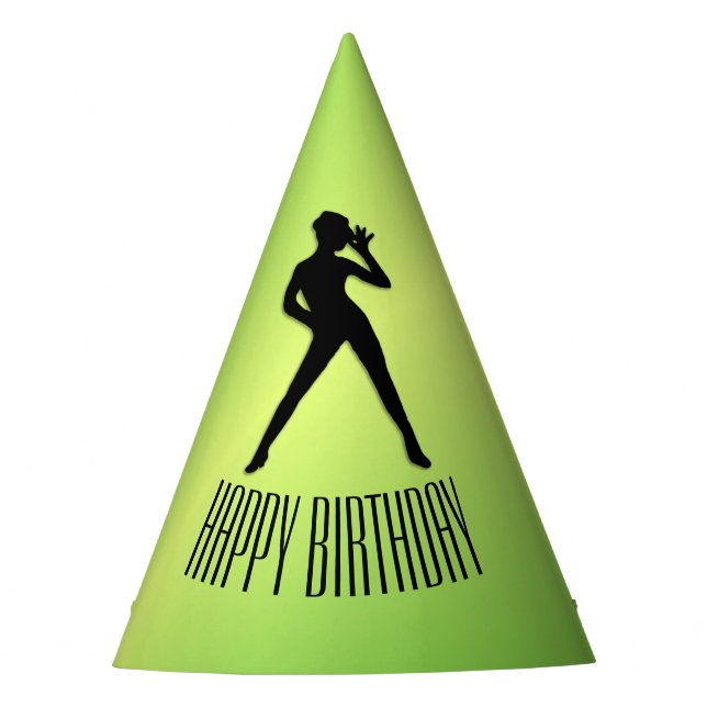 Chapeaux De Fètes Danse moderne Vert Joyeux Anniversaire (Devant)