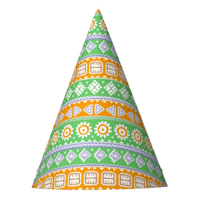Chapeaux De Fètes Décor ethnique motif vert orange (Devant)