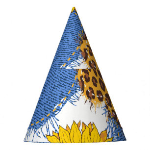 Chapeaux De Fètes Denim Hearts Leopard Sunflowers Motif