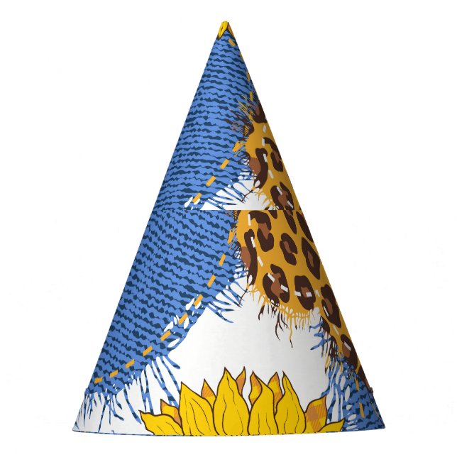Chapeaux De Fètes Denim Hearts Leopard Sunflowers Motif (Devant)