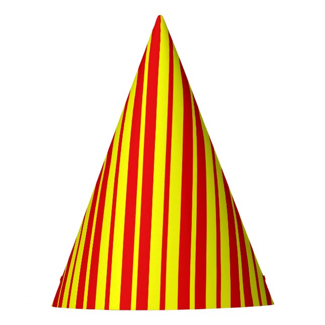 Chapeaux De Fètes Design de bandes rouge et jaune (Devant)