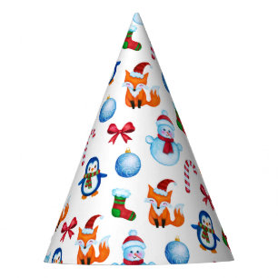 Chapeaux De Fètes Design d'illustration de Noël en aquarelle mignonn
