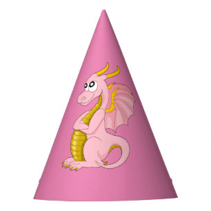 Chapeaux De Fètes Dessin animé de dragon rose