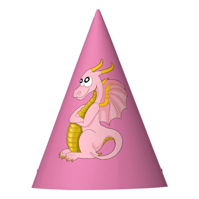 Chapeaux De Fètes Dessin animé de dragon rose (Devant)