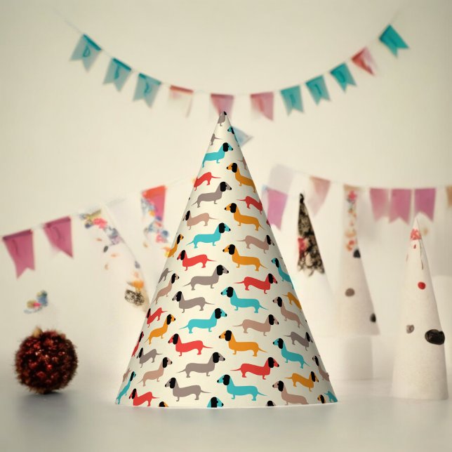 Chapeaux De Fètes Dessin de chien multicolore (Pet animal Dog Paper party hat, Kids,adults,party birthday hat,Baby Shower,wedding,celebration hat)