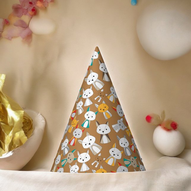 Chapeaux De Fètes Dessin de Multcolor Fox (wild animal fox Paper party hat, Kids,adults,party birthday hat,Baby Shower,wedding,celebration hat)